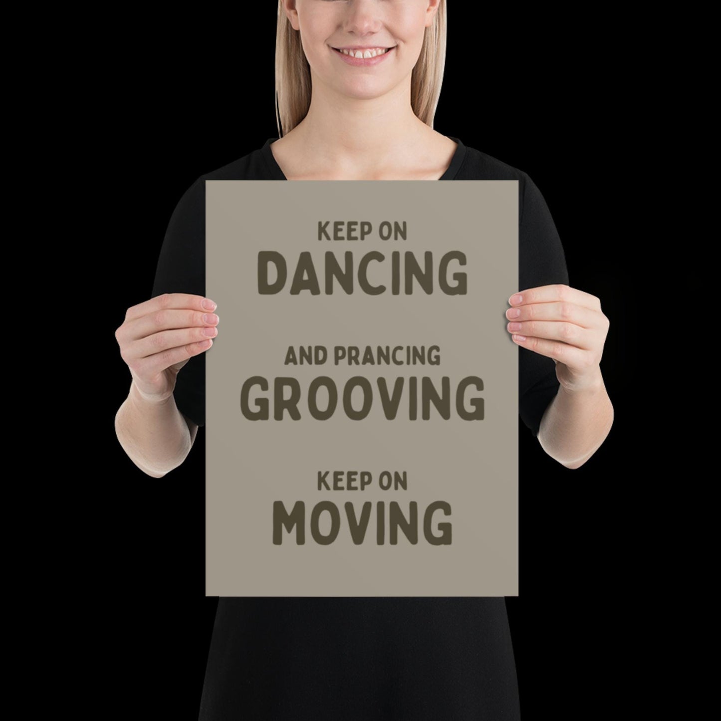 Music is The Answer Typographic Khaki Grey Wall Print - Ibiza Art Bold Typographic Colourful House Music Poster Groovy Bar Disco Funky
