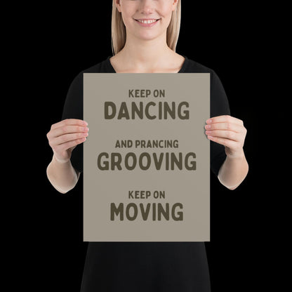 Music is The Answer Typographic Khaki Grey Wall Print - Ibiza Art Bold Typographic Colourful House Music Poster Groovy Bar Disco Funky