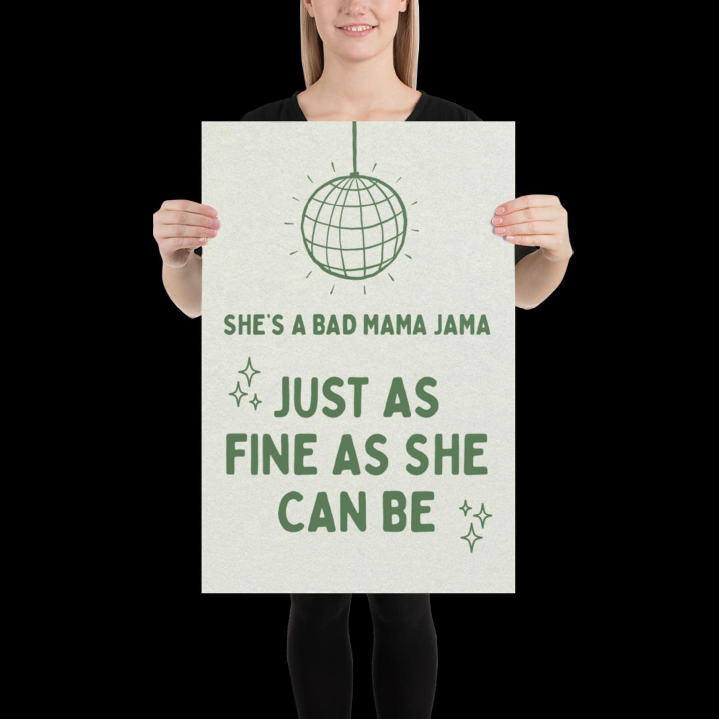 She's a Bad Mama Jama Carl Carlton Lyric Print | House Music Poster | Quote Print | Typographic | Disco Decor | Disco Ball Wall Print | Gift