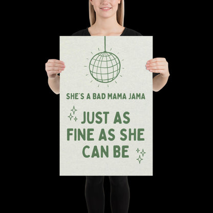 She's a Bad Mama Jama Carl Carlton Lyric Print | House Music Poster | Quote Print | Typographic | Disco Decor | Disco Ball Wall Print | Gift