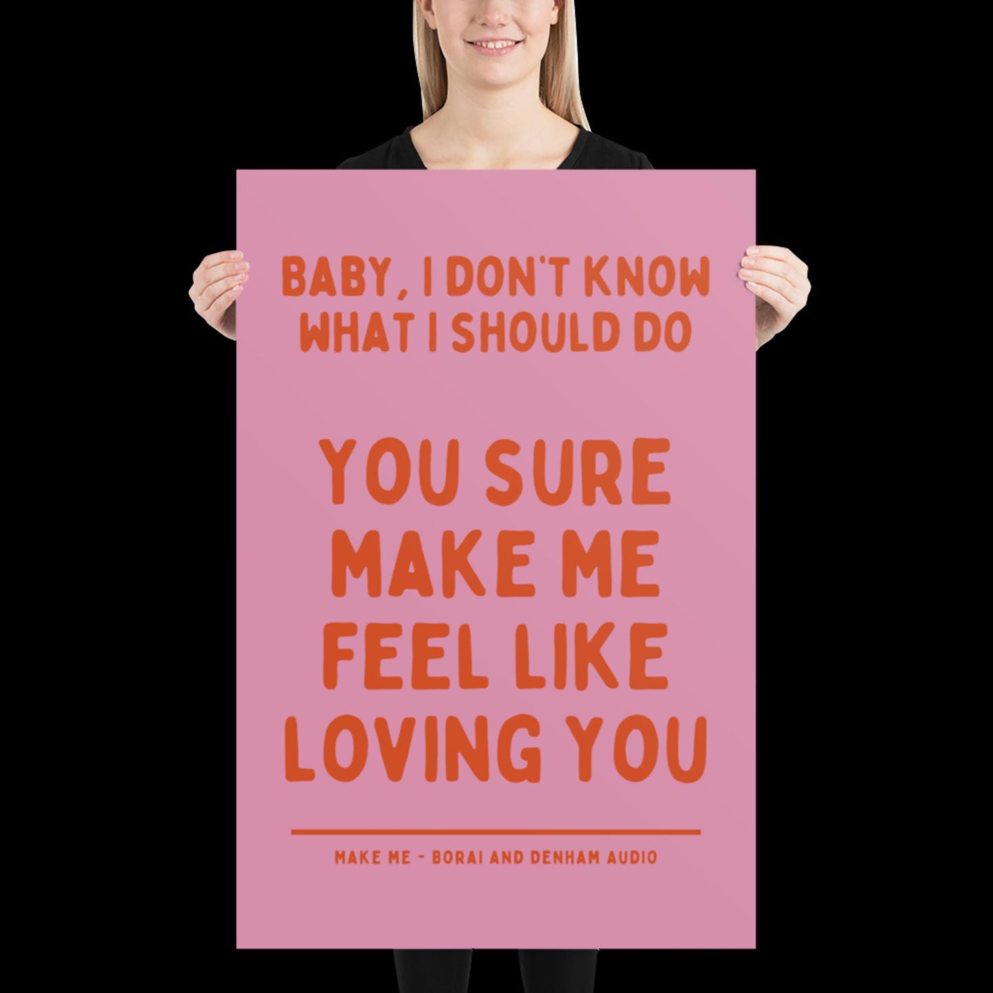 Make Me Inspired Pink and Orange Print - Borai Denham Audio Ibiza Bold Typographic Colourful House Music Poster Groovy Bar Disco Funky