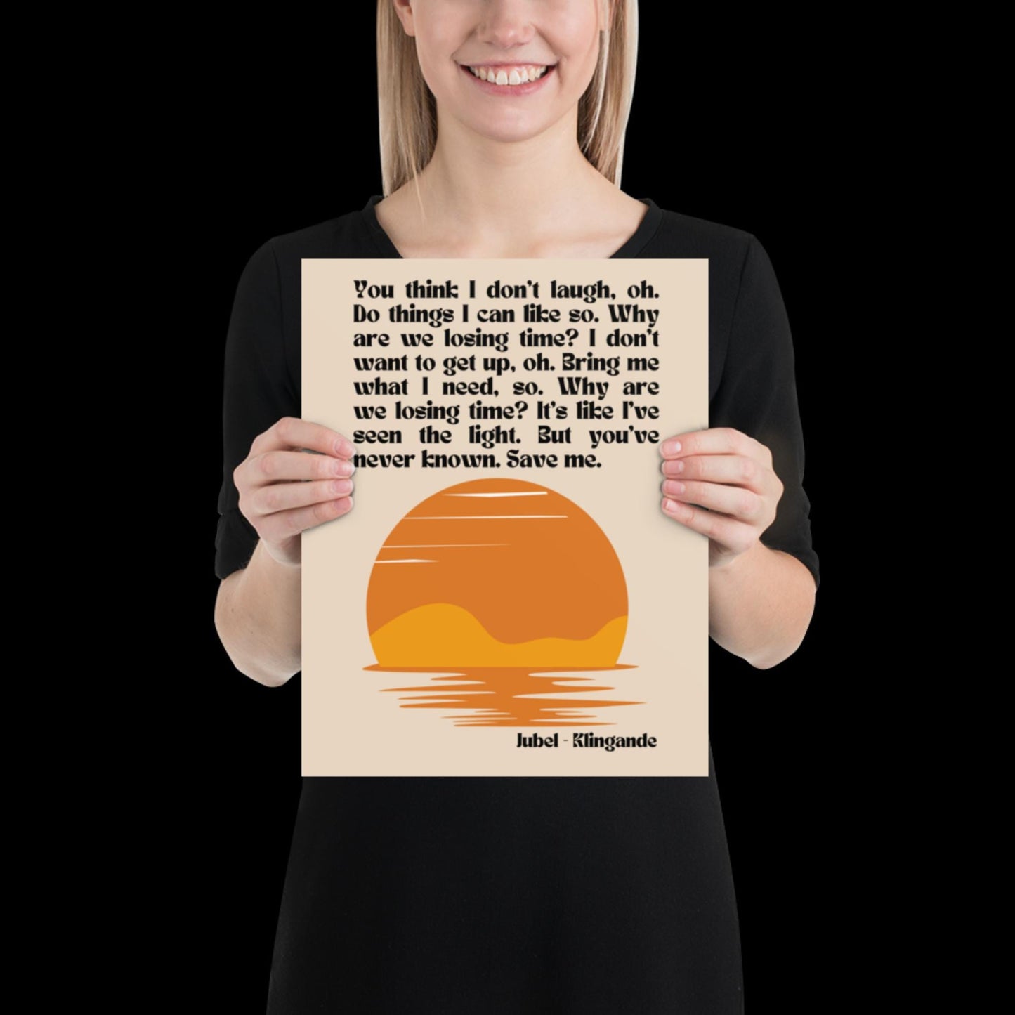 Jubel Klingande Inspired Sunset Print Beige - Song Lyric Music Poster Wall Art Typographic Lyrics Ibiza House Music Wall Decor Saxophone