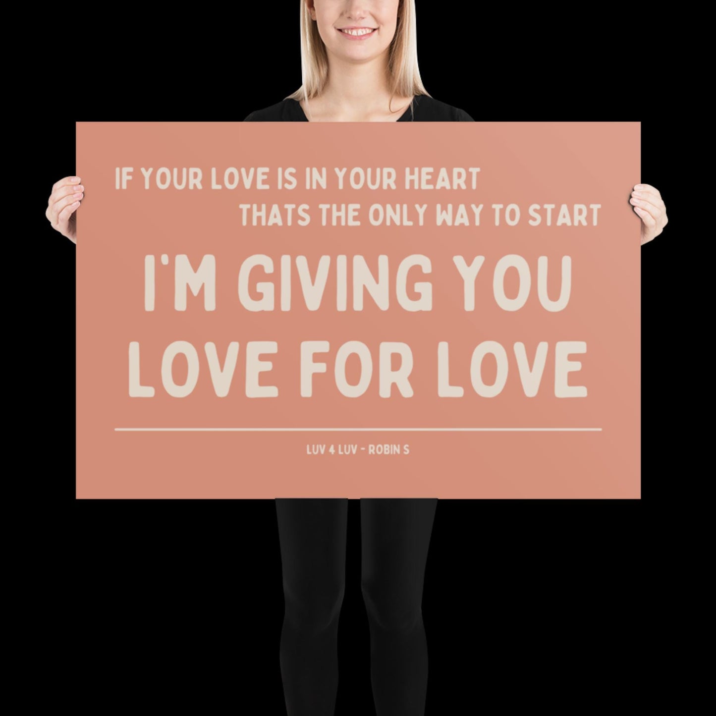 Love for Love (Luv for Luv) Robin S Lyric Print - Orange and Beige - Disco Music Poster Wall Art Retro Inspired Music Bold Typographic Quote