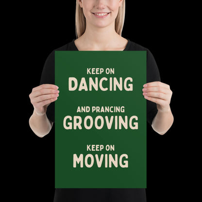 Music is The Answer Typographic Green and Beige Wall Print - Ibiza Art Bold Typographic Colourful House Music Poster Groovy Bar Disco Funky
