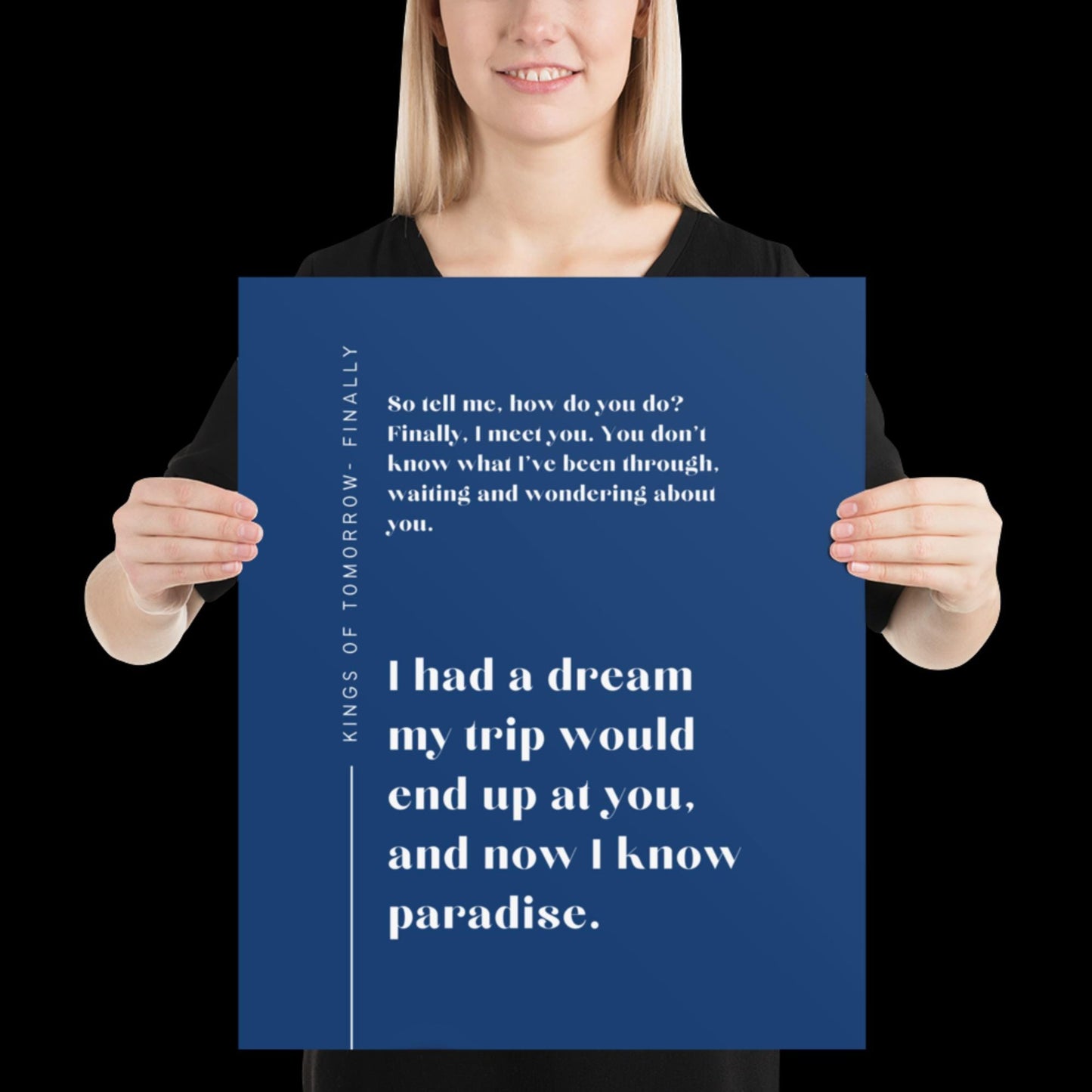 Finally Kings of Tomorrow Inspired Lyric Print Navy Blue - Ibiza Funky Disco House Music A1 A2 A3 Typographic Disco Ball