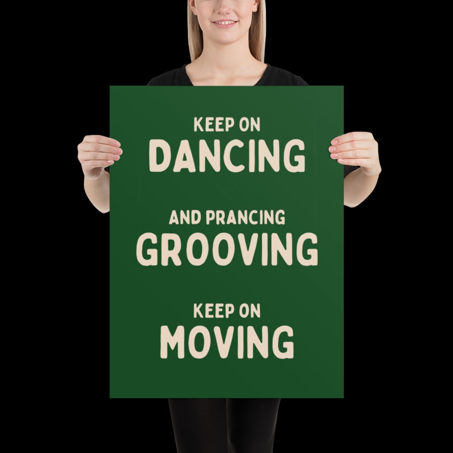 Music is The Answer Typographic Green and Beige Wall Print - Ibiza Art Bold Typographic Colourful House Music Poster Groovy Bar Disco Funky