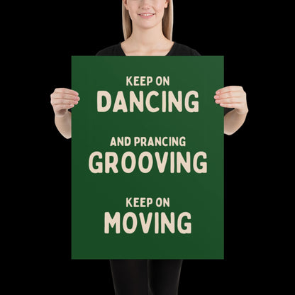 Music is The Answer Typographic Green and Beige Wall Print - Ibiza Art Bold Typographic Colourful House Music Poster Groovy Bar Disco Funky