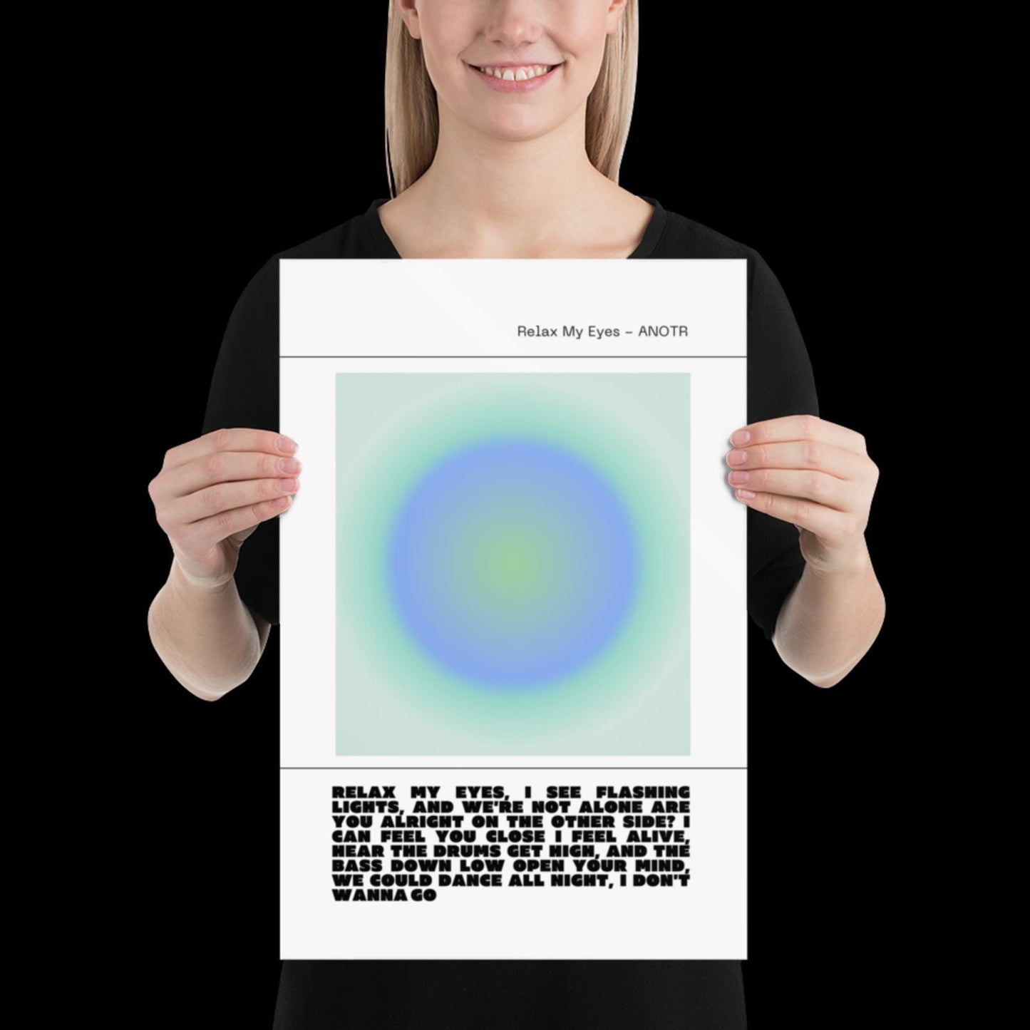 Relax My Eyes Inspired Blue Green Aura Print - ANOTR Wall Art House EDM Ibiza Festival Rave Art Decor House Music Lovers Disco Ball Funky