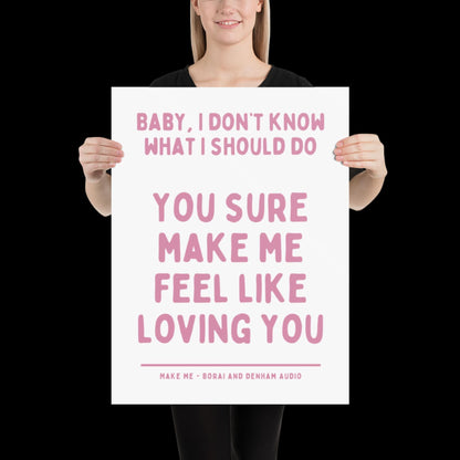 Make Me Inspired Pink and White Print - Borai Denham Audio Ibiza Bold Typographic Colourful House Music Poster Groovy Bar Disco Funky