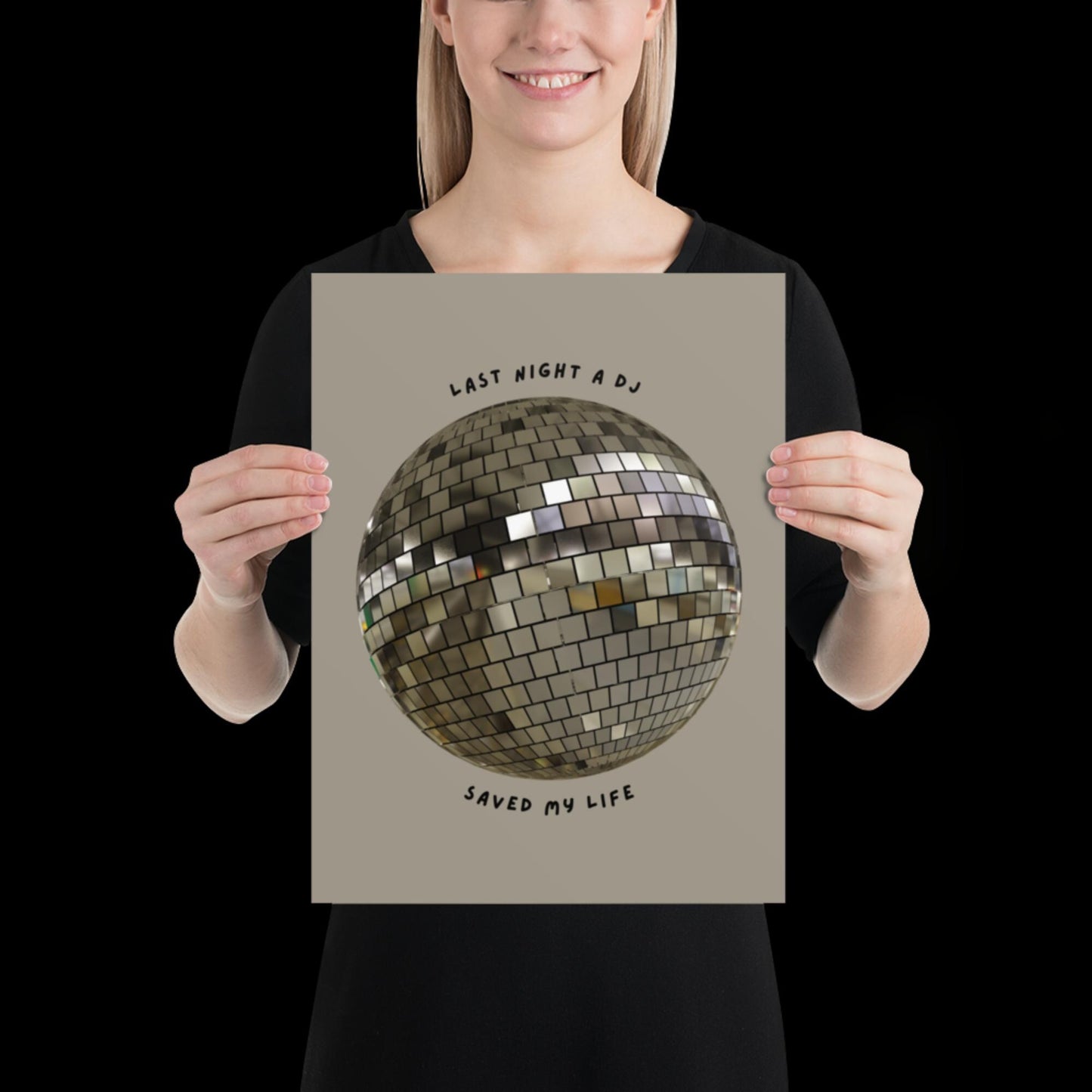 Last Night a DJ Saved My Life Silver Disco Ball Wall Print -  Ibiza Colourful Funny Cute Birthday House Music Gift Unique Art Poster Funky