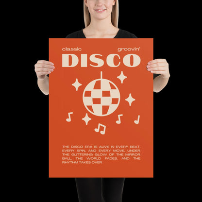 Disco Graphic Orange and Beige Monochrome Wall Print - Ibiza Colourful Funny Cute Birthday Art Gift Unique Funky House Music Poster Lyrics