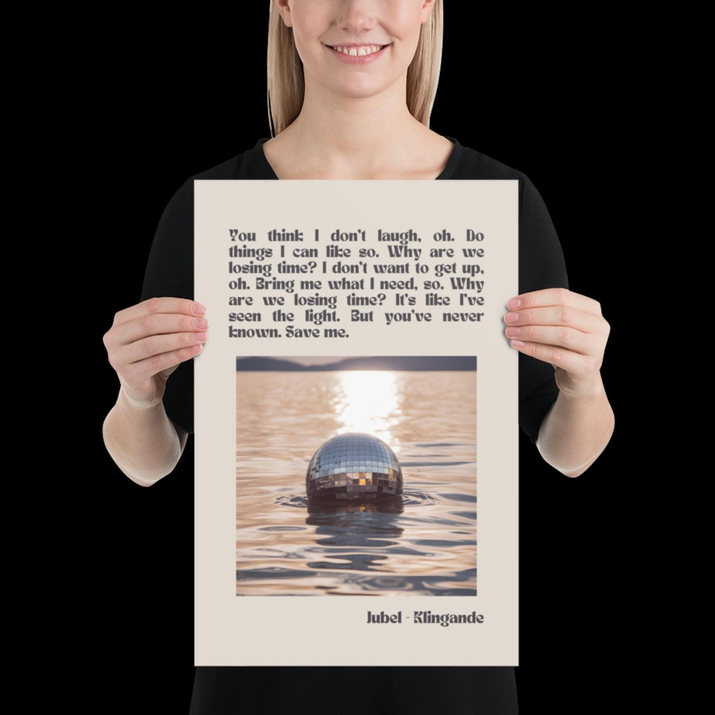 Jubel Klingande Inspired Sunset Disco Ball Print Beige - Song Lyric Music Poster Wall Art Typographic Lyrics Ibiza House Music Wall Decor