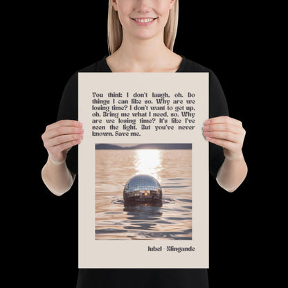 Jubel Klingande Inspired Sunset Disco Ball Print Beige - Song Lyric Music Poster Wall Art Typographic Lyrics Ibiza House Music Wall Decor