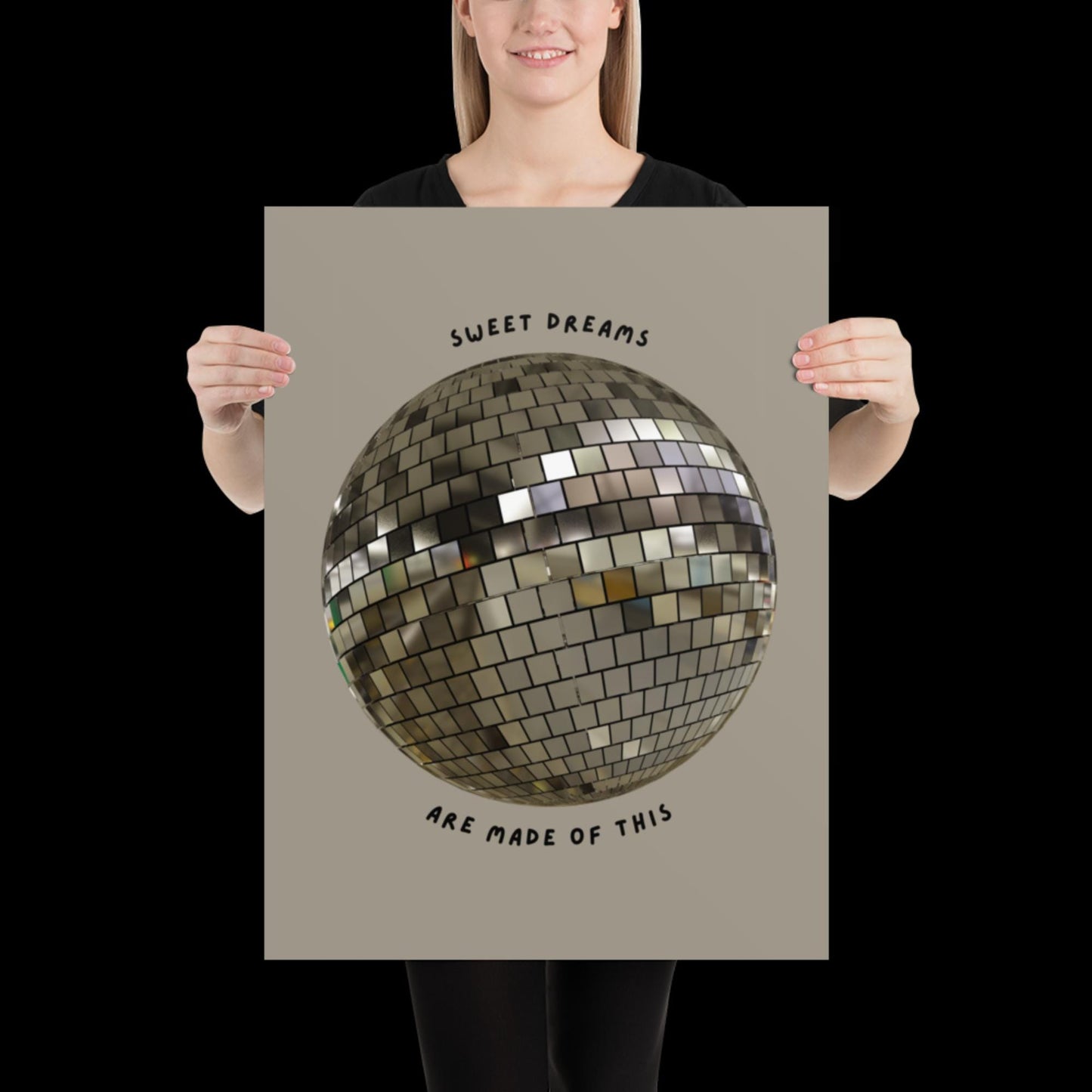 Sweet Dreams are Made of This Silver Disco Ball Wall Print -  Ibiza Colourful Funny Cute Birthday Art Gift Unique Funky House Music Poster