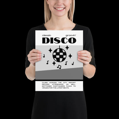 Disco Graphic Black and White Monochrome Wall Print - Ibiza Colourful Funny Cute Birthday Art Gift Unique Funky House Music Poster Lyrics