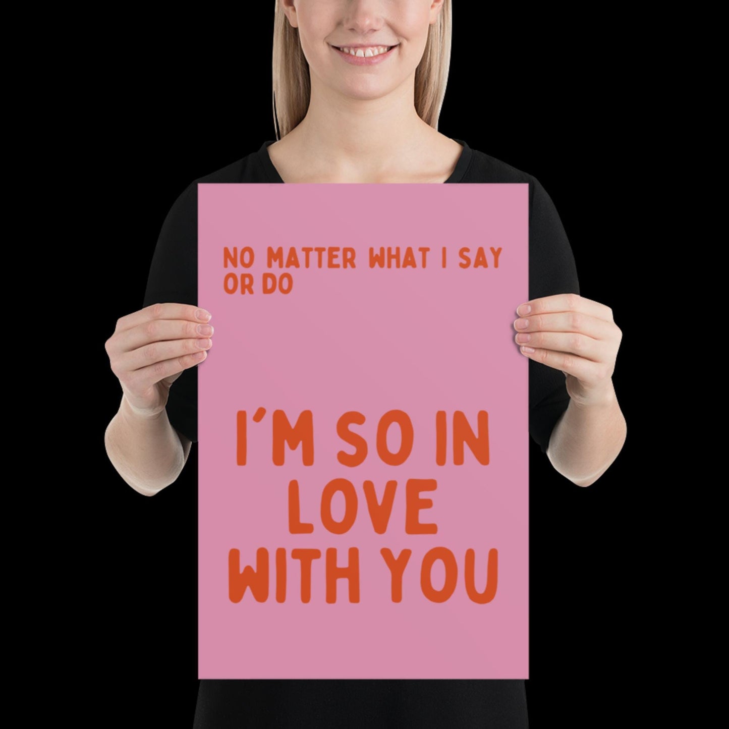 I'm So In Love With You Pink and Orange Wall Print - Ibiza Colourful Funny Cute Birthday Art Gift Unique Funky House Music Poster Lyrics