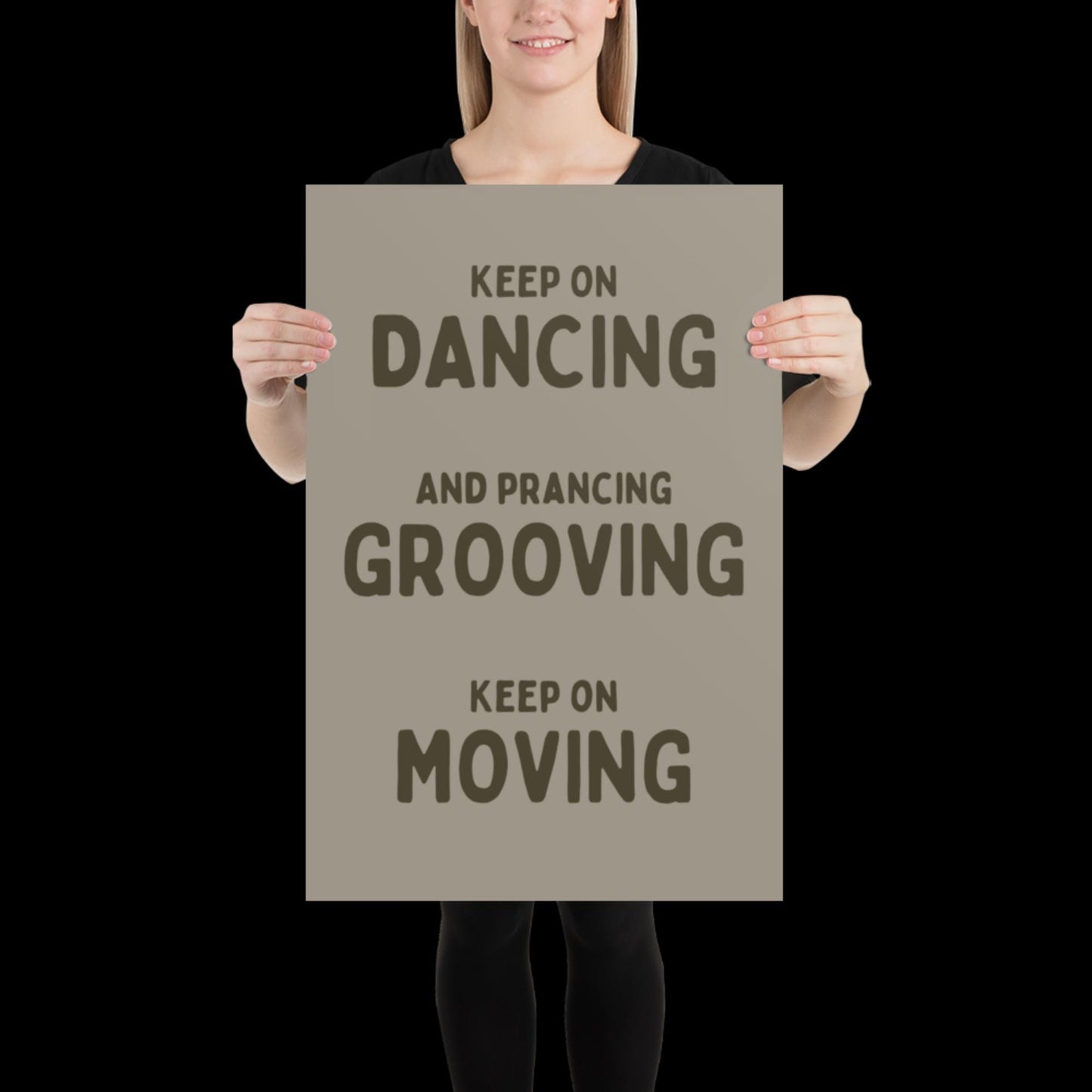 Music is The Answer Typographic Khaki Grey Wall Print - Ibiza Art Bold Typographic Colourful House Music Poster Groovy Bar Disco Funky