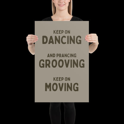 Music is The Answer Typographic Khaki Grey Wall Print - Ibiza Art Bold Typographic Colourful House Music Poster Groovy Bar Disco Funky