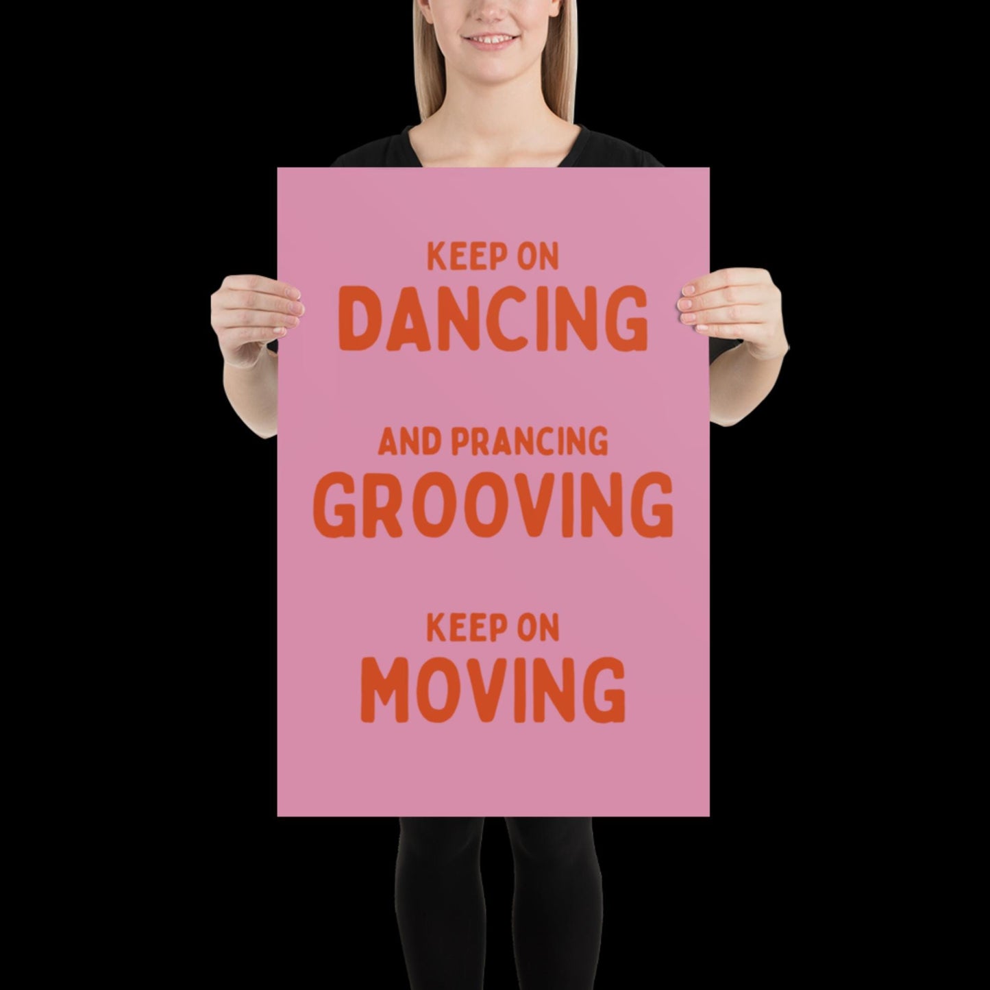 Music is The Answer Typographic Pink and Orange Wall Print - Ibiza Art Bold Typographic Colourful House Music Poster Groovy Bar Disco Funky