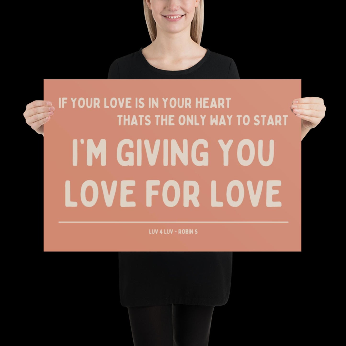 Love for Love (Luv for Luv) Robin S Lyric Print - Orange and Beige - Disco Music Poster Wall Art Retro Inspired Music Bold Typographic Quote