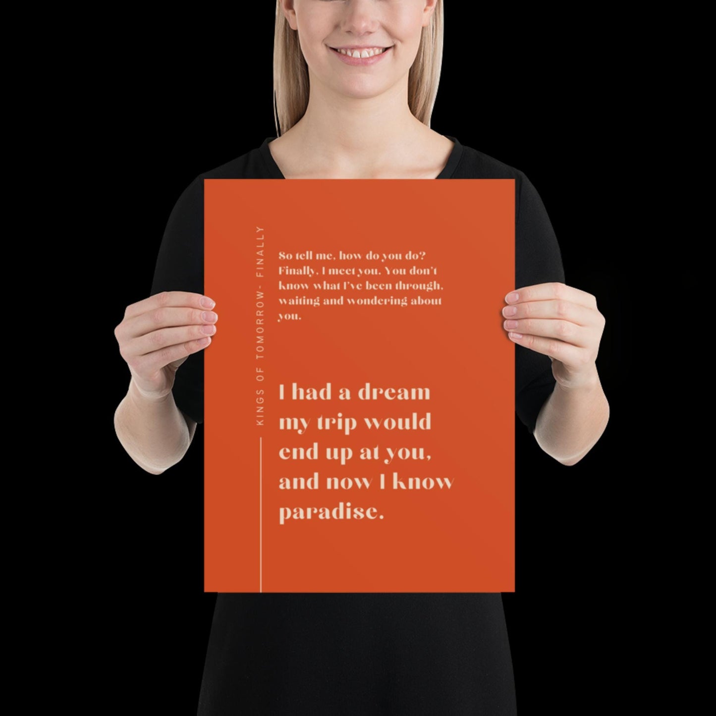 Finally Kings of Tomorrow Inspired Lyric Print Orange and Beige - Ibiza Funky Disco House Music A1 A2 A3 Typographic Disco Ball