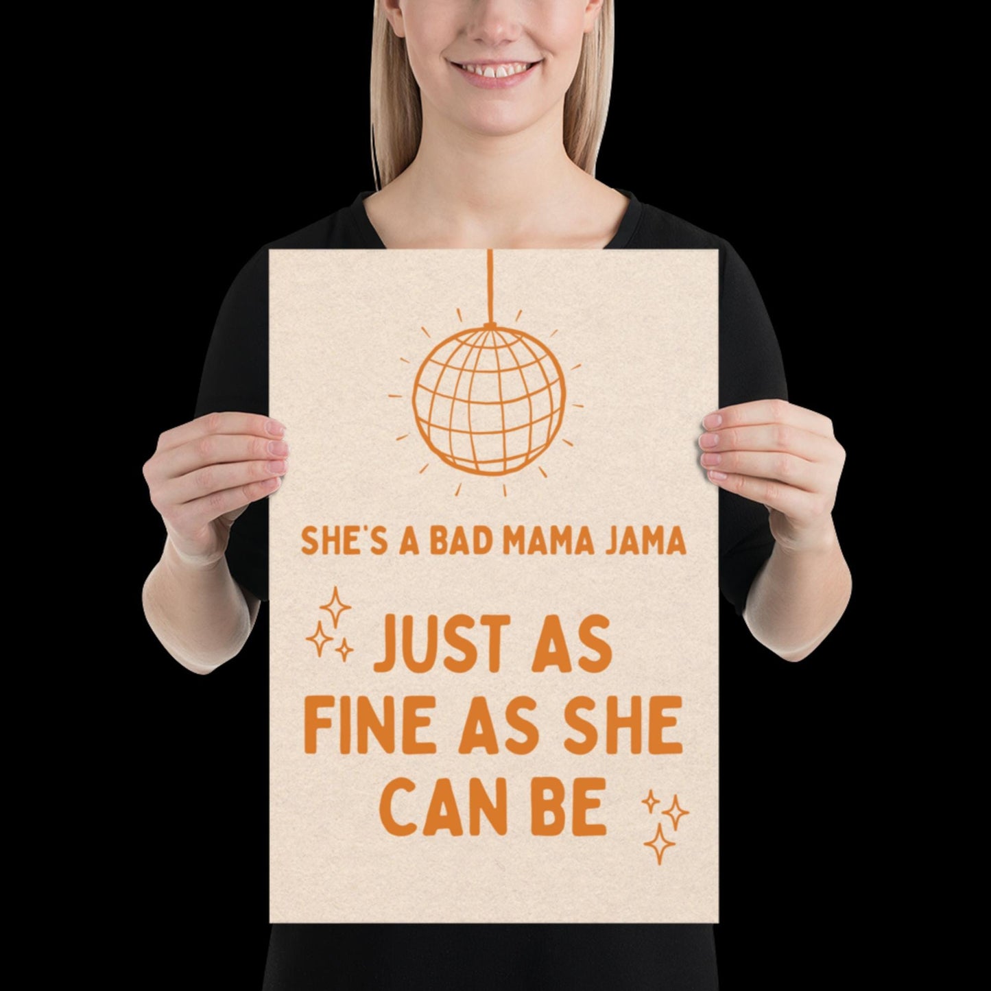 She's a Bad Mama Jama Carl Carlton Lyric Print | House Music Poster | Quote Print | Typographic | Disco Decor | Disco Ball Wall Print | Gift
