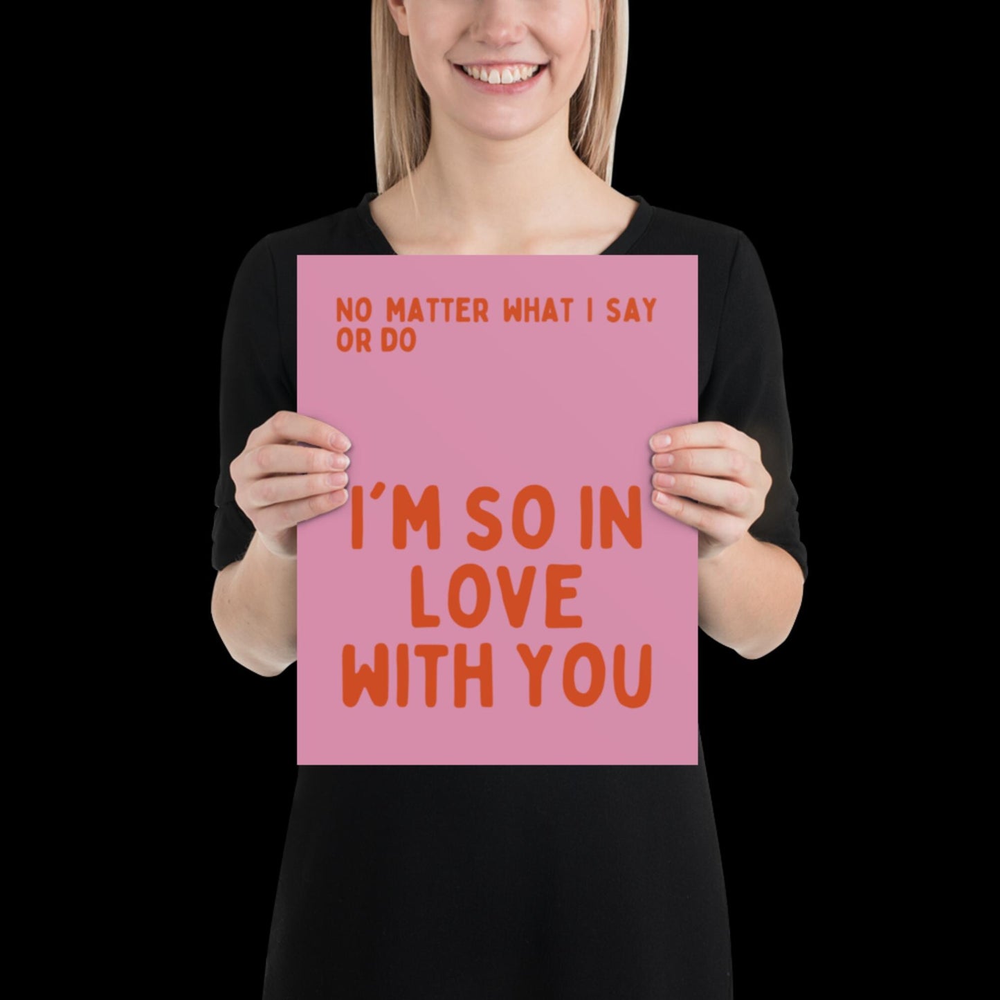 I'm So In Love With You Pink and Orange Wall Print - Ibiza Colourful Funny Cute Birthday Art Gift Unique Funky House Music Poster Lyrics