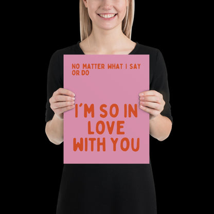 I'm So In Love With You Pink and Orange Wall Print - Ibiza Colourful Funny Cute Birthday Art Gift Unique Funky House Music Poster Lyrics