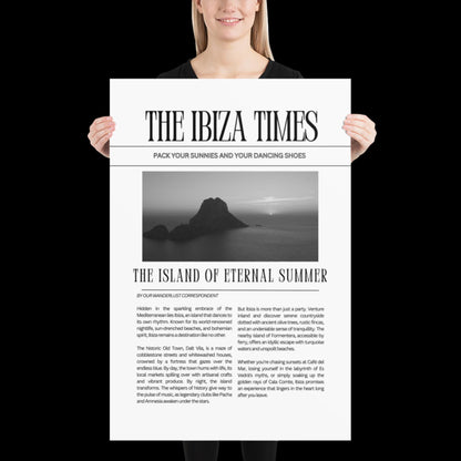 This Ibiza Times - Newspaper Ibiza Retro Disco Print Music Poster Wall Art A5 A4 A3 Bold Typographic Gallery Wall Black and White Magazine
