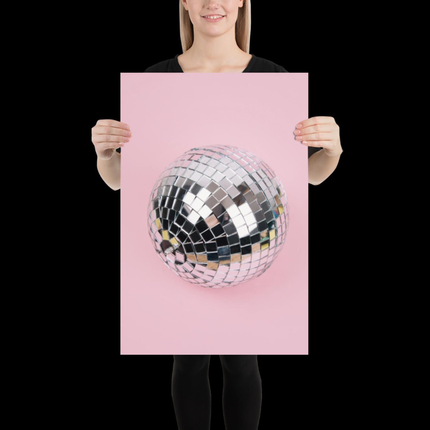 Pink Disco Ball Wall Print | Mirror Ball | Dancing | Trendy | Music Poster | Wall Art | Funky | Typographic | A1 A2 A3 | Realistic | Disco