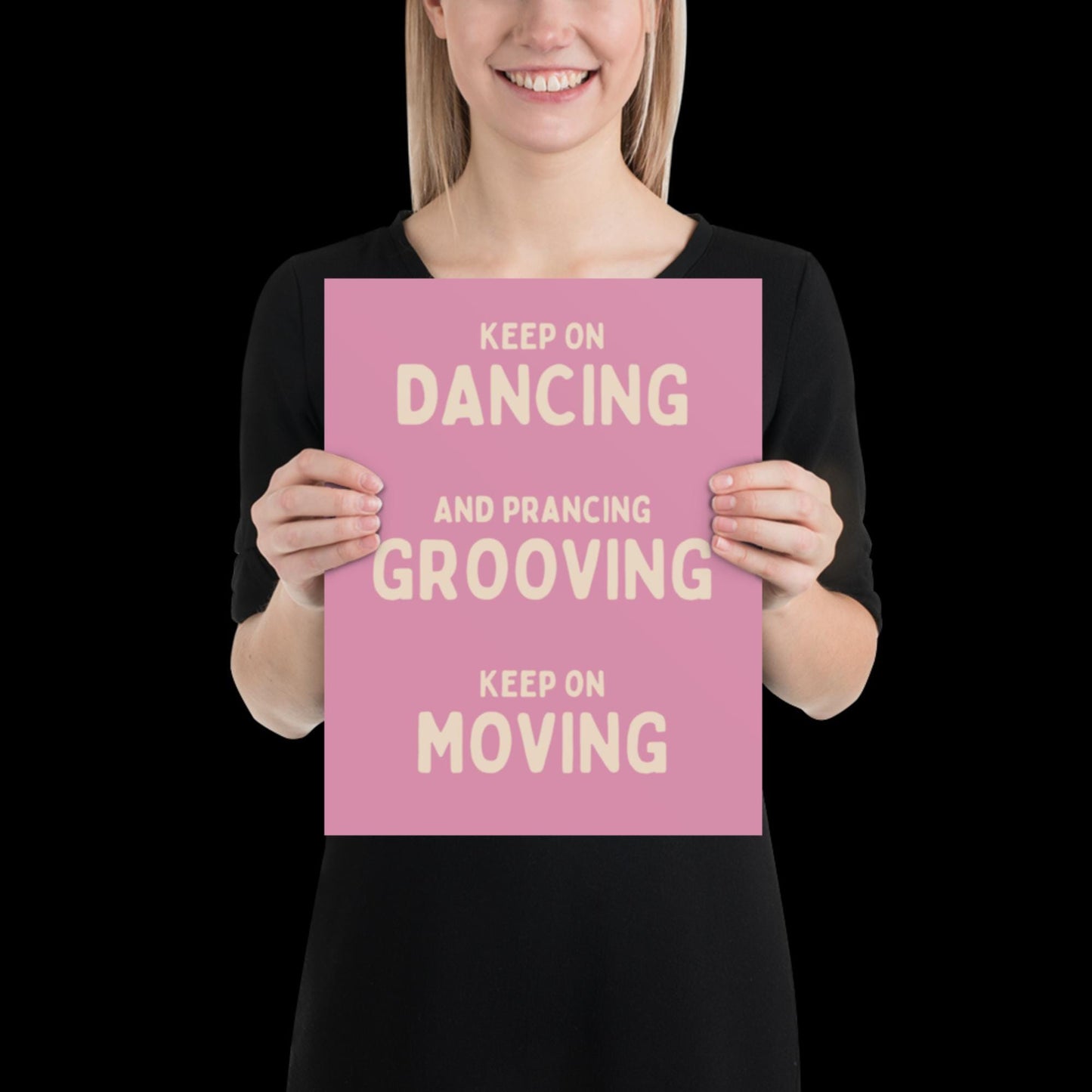 Music is The Answer Typographic Pink and Beige Wall Print - Ibiza Art Bold Typographic Colourful House Music Poster Groovy Bar Disco Funky