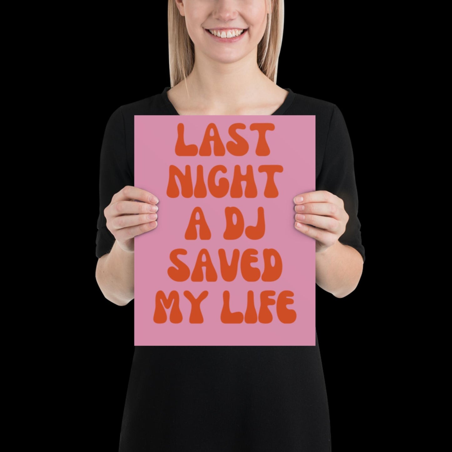 Last Night a DJ Saved My Life Lyrics 001 Pink Wall Print -  Ibiza Colourful Funny Cute Birthday House Music Gift Unique Art Poster Funky