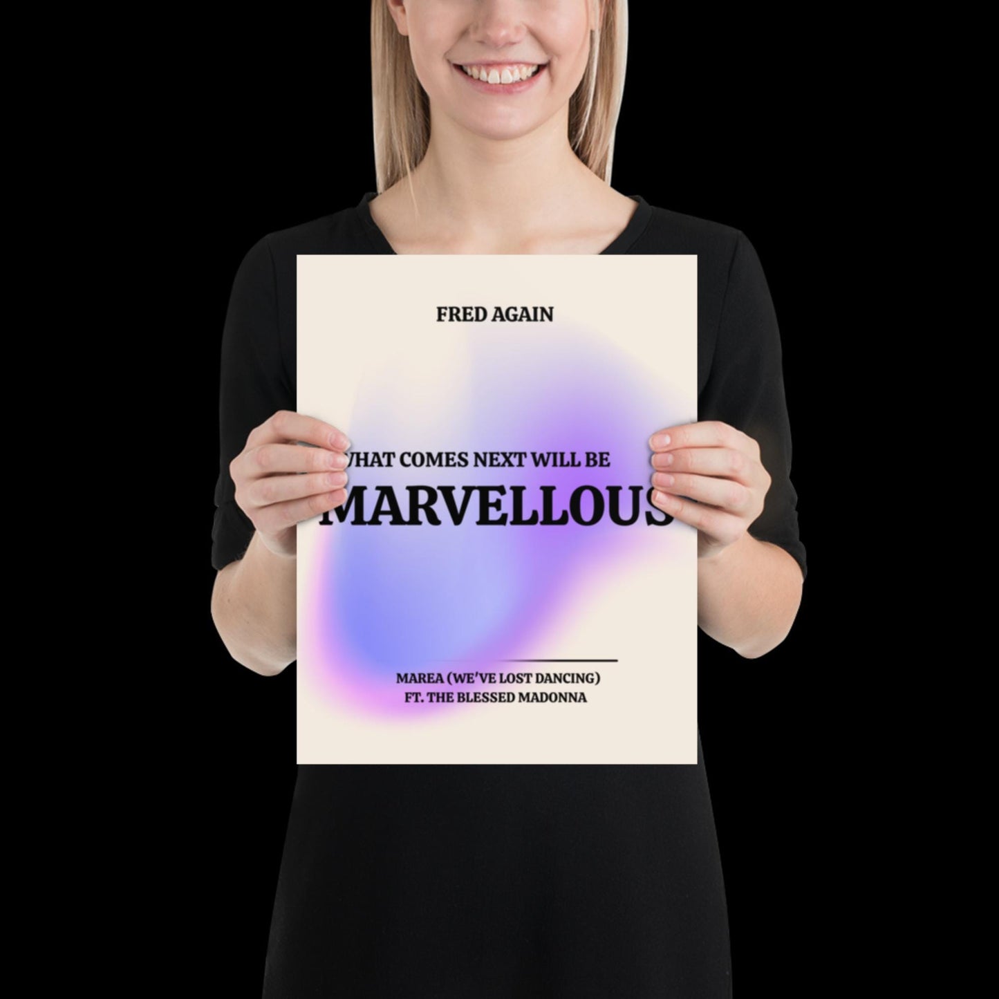 What Comes Next Will Be Marvellous Pink Lyrics Print | Fred Again Purple Blue Aura | House music | Techno music | Music Lyric Art | Disco