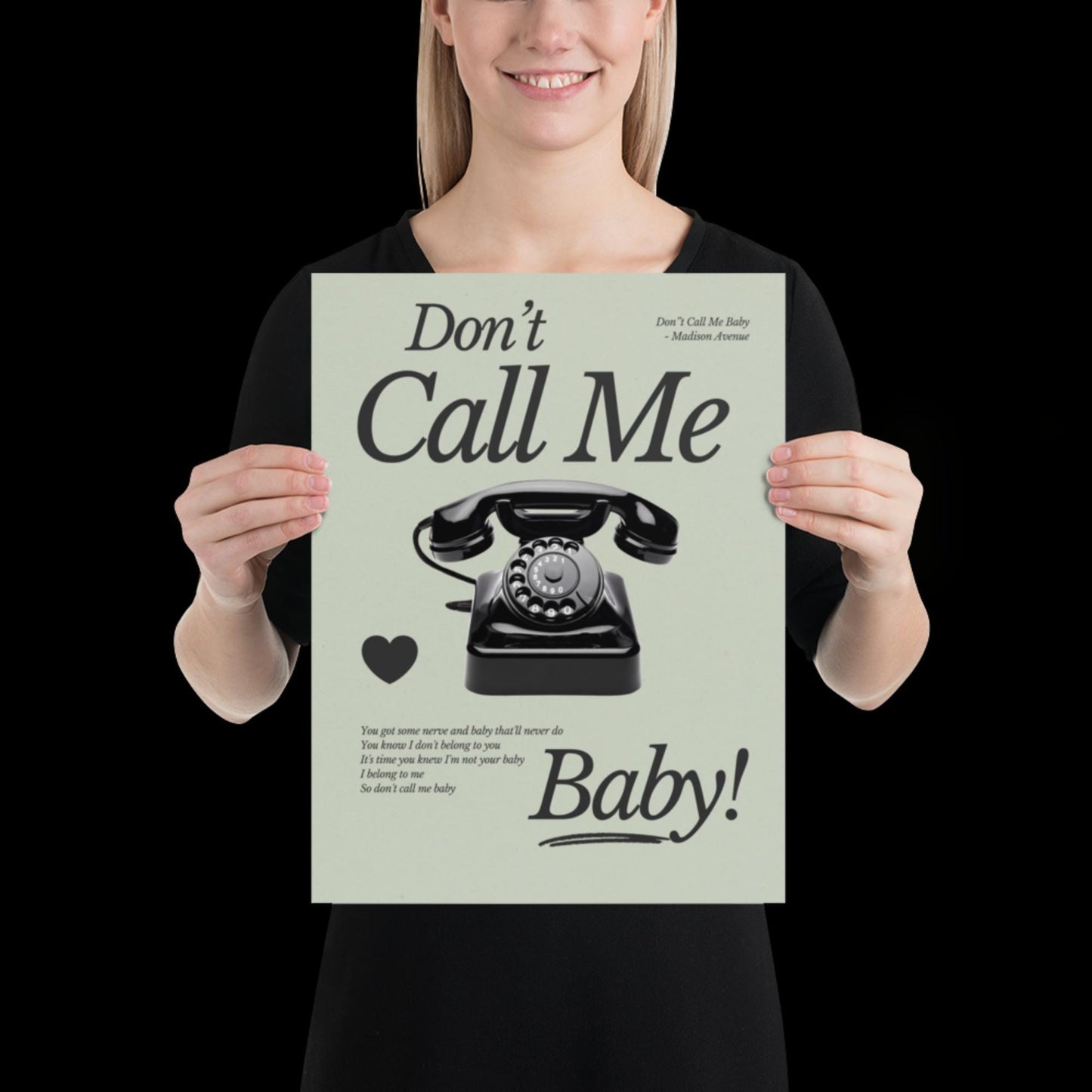 Don't Call Me Baby Print | Madison Avenue | House Music Poster | Lyric Print | Music Poster | Wall Art | House Music | Wall Decor | DJ Ibiza