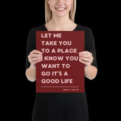 It's a Good Life Red Lyric Wall Print | Music Poster | Wall Art | A5 A4 A3 | Typographic | Lyrics | Custom Print | Wall Decor