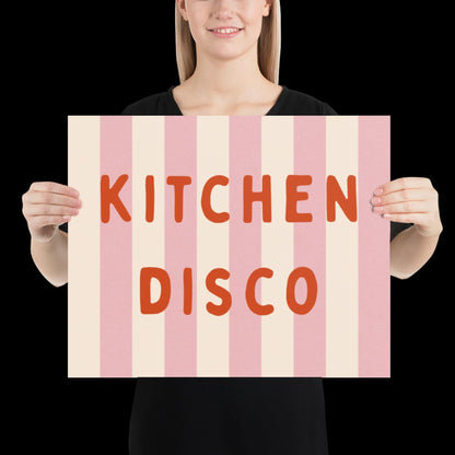 Kitchen Disco Wall Art Poster • Pink and Orange • Disco Print Poster • Minimalistic Kitchen Wall Art • Aesthetic • Trendy Wall Art