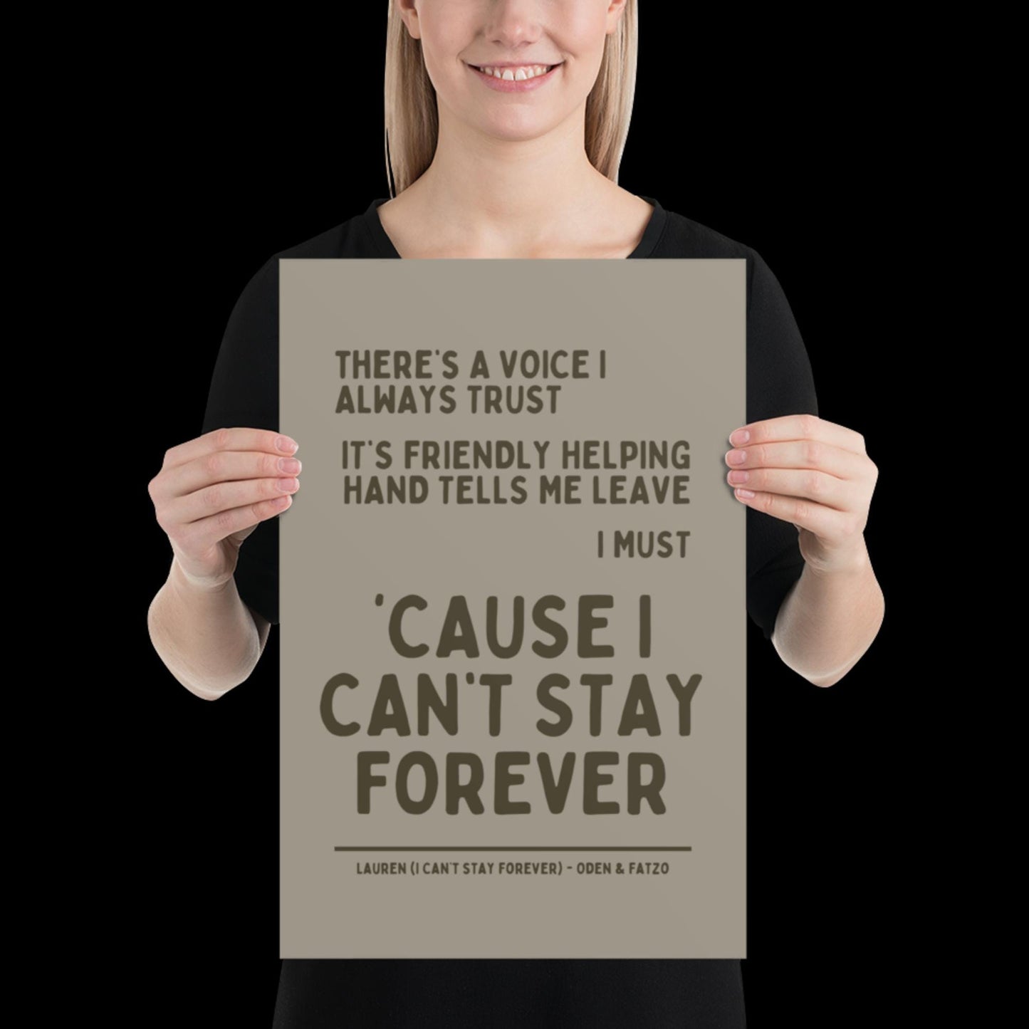 I Can't Stay Forever Beige Silver Wall Print - Ibiza Colourful Funny Cute Birthday Art Gift Unique Funky House Music Poster Lyrics