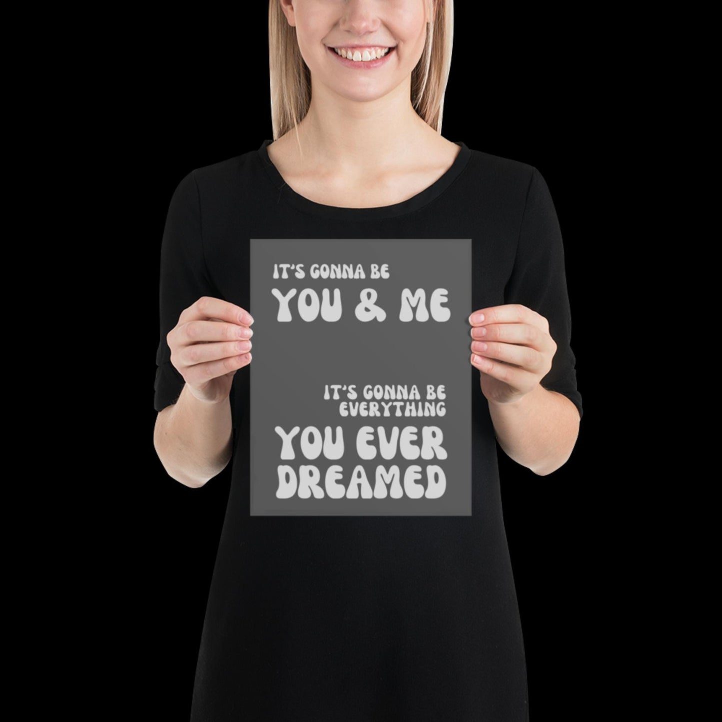 You and Me Grey Silver Lyrics Wall Print - Ibiza Colourful Funny Cute Birthday Christmas Gift Unique Leopard Cocktail House Music