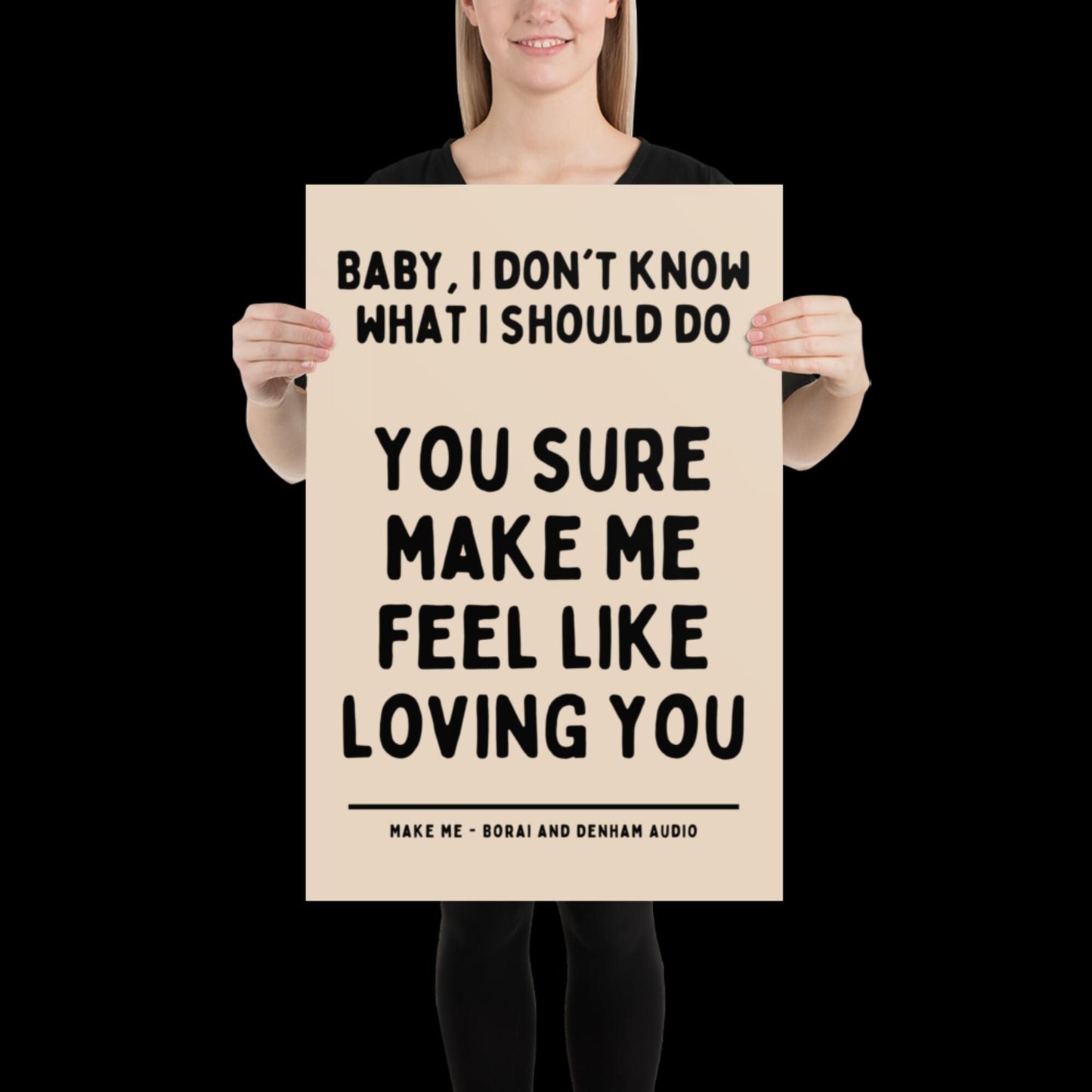 Make Me Inspired Beige and Black Print - Borai Denham Audio Ibiza Bold Typographic Colourful House Music Poster Groovy Bar Disco Funky