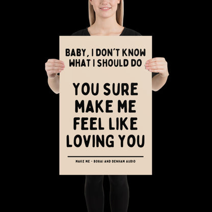 Make Me Inspired Beige and Black Print - Borai Denham Audio Ibiza Bold Typographic Colourful House Music Poster Groovy Bar Disco Funky