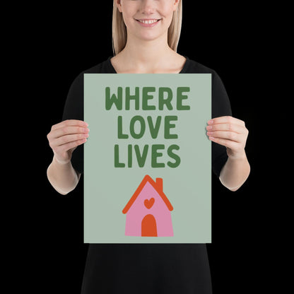 Where Love Lives Alison Limerick Inspired Lyric Print Green - Ibiza Funky Disco House Music A1 A2 A3 Typographic Ball Aesthetic Poster