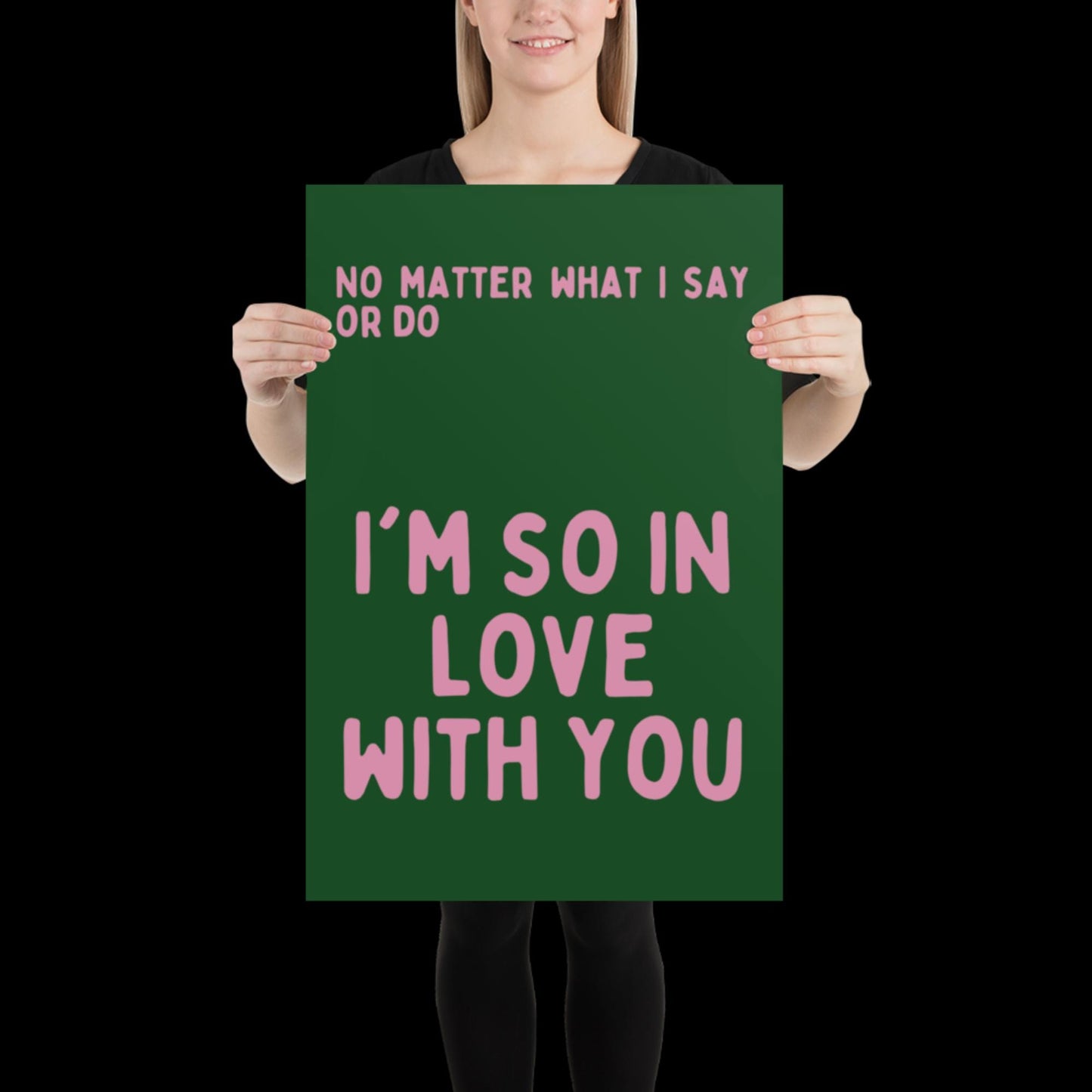 I'm So In Love With You Green and Pink Wall Print - Ibiza Colourful Funny Cute Birthday Art Gift Unique Funky House Music Poster Lyrics