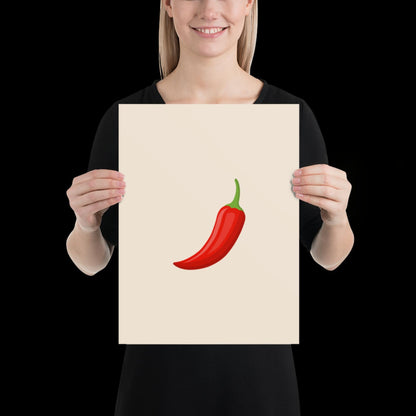 Red Chilli Pepper Spicy Margarita Beige Wall Print | Bar Cart Art | Cocktail Poster | Bold | A1 A2 Physical Print | Modern Kitchen Art