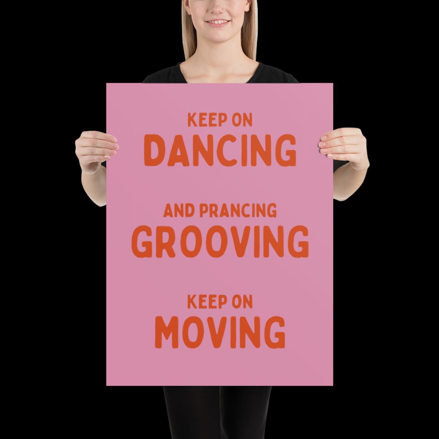 Music is The Answer Typographic Pink and Orange Wall Print - Ibiza Art Bold Typographic Colourful House Music Poster Groovy Bar Disco Funky
