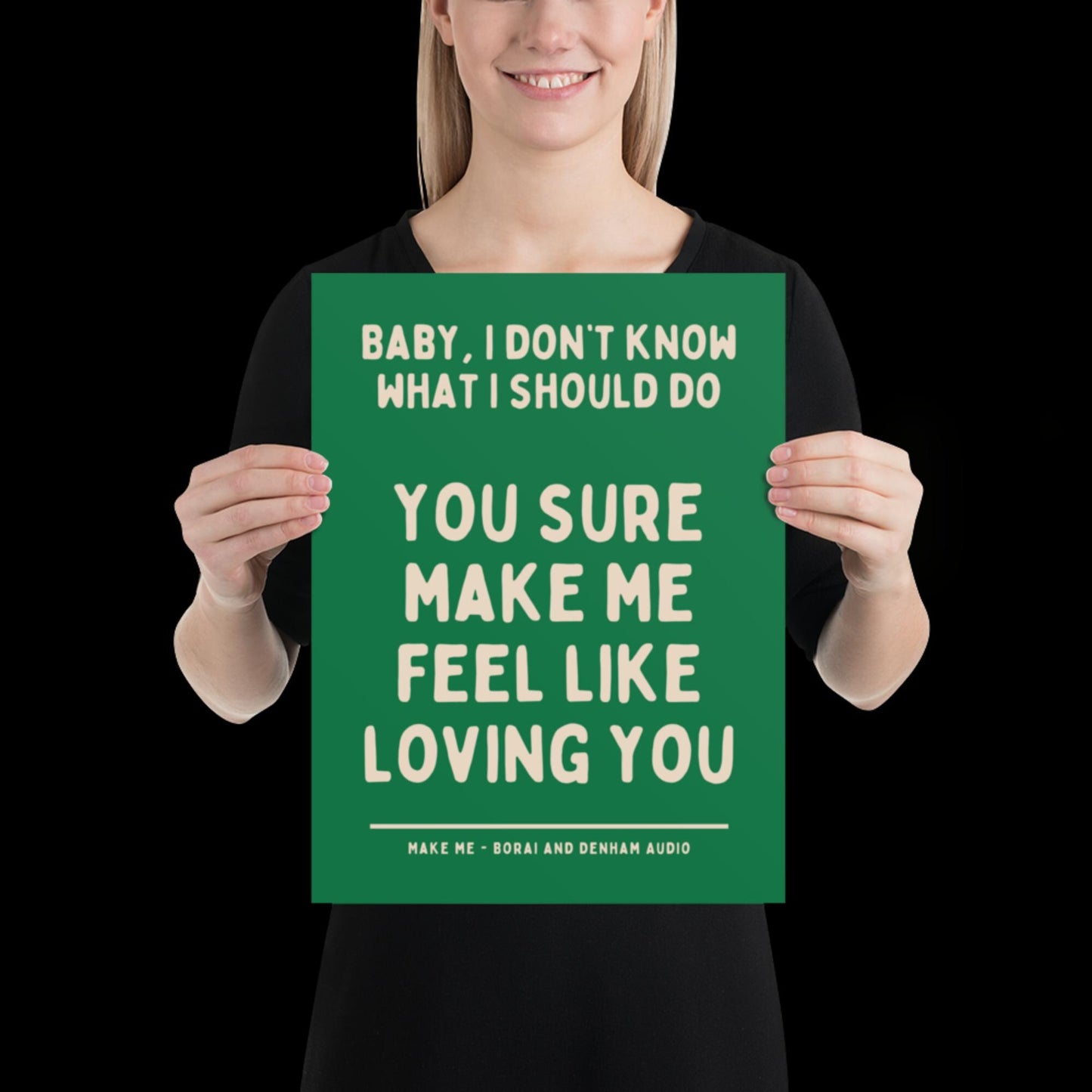 Make Me Inspired Green and Beige Print - Borai Denham Audio Ibiza Bold Typographic Colourful House Music Poster Groovy Bar Disco Funky