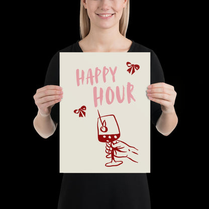 Happy Hour Print | Typographic Poster | Typographic | Trendy | Kitchen Artwork | Bar Cart Art | Drinks | Wall Decor | Gift | Aesthetic