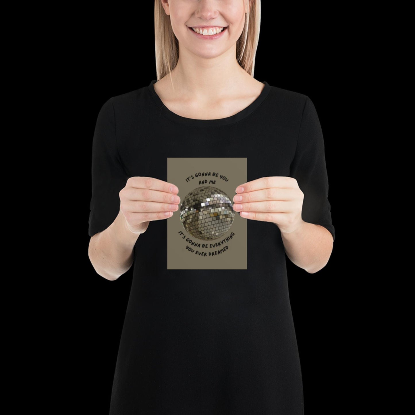 You and Me Silver Gray Disco Ball Wall Print - Ibiza Colourful Funny Cute Birthday Christmas Gift Unique Leopard Cocktail