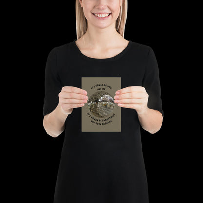 You and Me Silver Gray Disco Ball Wall Print - Ibiza Colourful Funny Cute Birthday Christmas Gift Unique Leopard Cocktail