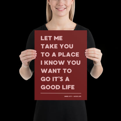 It's a Good Life Red Lyric Wall Print | Music Poster | Wall Art | A5 A4 A3 | Typographic | Lyrics | Custom Print | Wall Decor