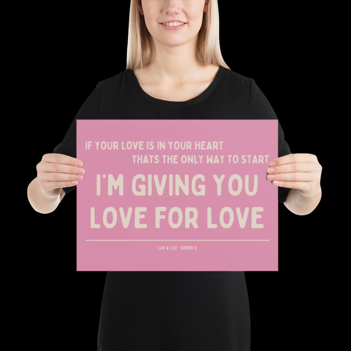 Love for Love (Luv for Luv) Robin S Lyric Print - Pink and Beige - Disco Music Poster Wall Art Retro Inspired Music Bold Typographic Quote